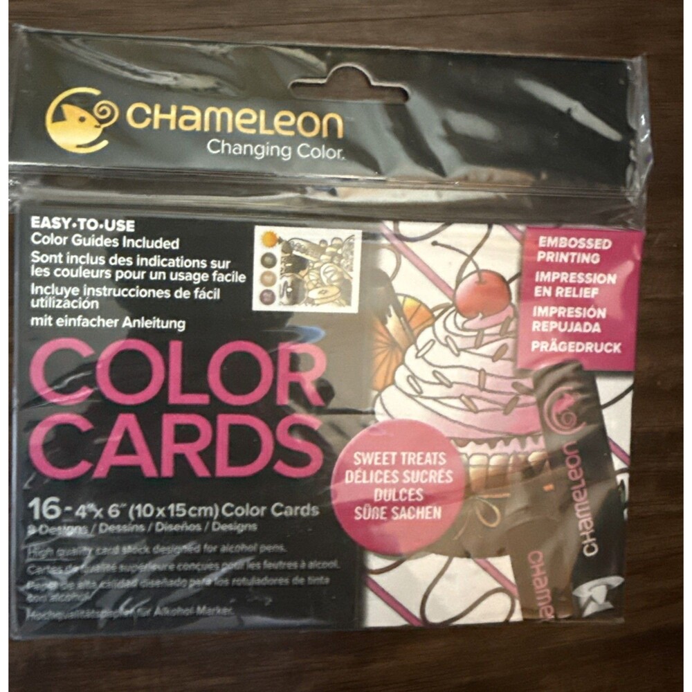 Chameleon Color Cards 4”x6” Sweat Treats Dessert 16 Count 8 Designs Raised Ink